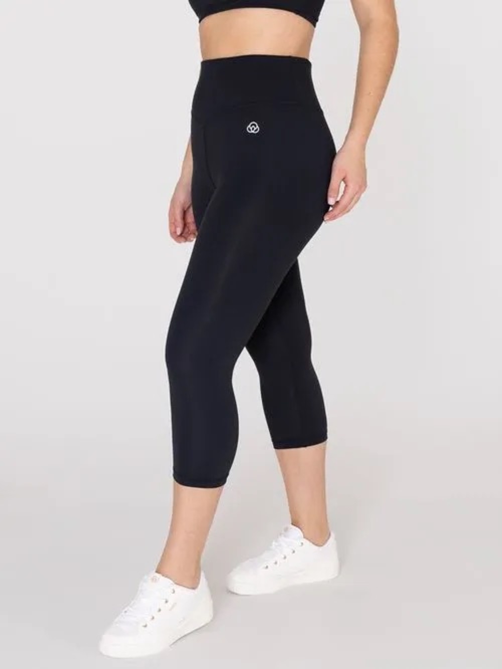 High-Rise Black Capri Leggings with Sculpting Waistband